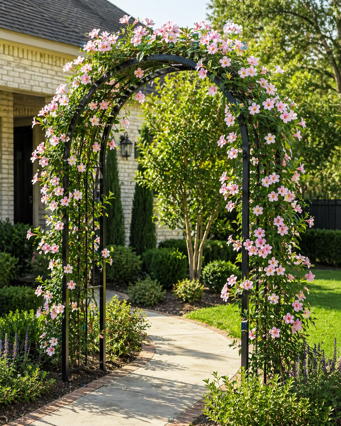 Charming Garden Arch with Beautiful Peggy Martin Roses